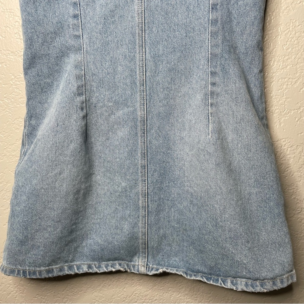 Tularosa Zoe Denim Dress Button Down V-Neckline Sleeveless Western - Picture 11 of 13